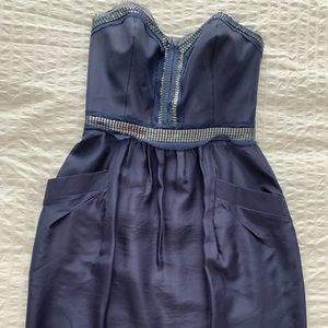 Strapless Blue Rebecca Taylor Cocktail Dress , size 0.